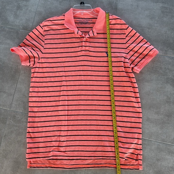 American Eagle Outfitters Coral & Black Striped Polo Shirt - XXL - Picture 5 of 6